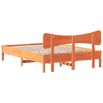 vidaXL Bed Frame without Mattress Wax Brown 135x190 cm Double Solid Wood Pine