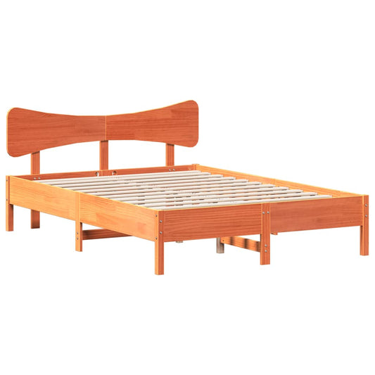 vidaXL Bed Frame without Mattress Wax Brown 120x190 cm Small Double Solid Wood Pine