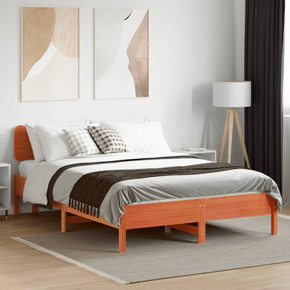 vidaXL Bed Frame without Mattress Wax Brown 120x190 cm Small Double Solid Wood Pine