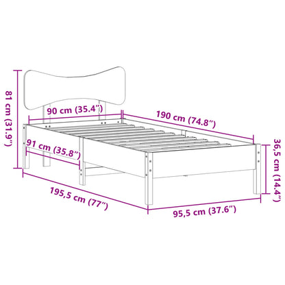 vidaXL Bed Frame without Mattress Wax Brown 90x190 cm Single Solid Wood Pine