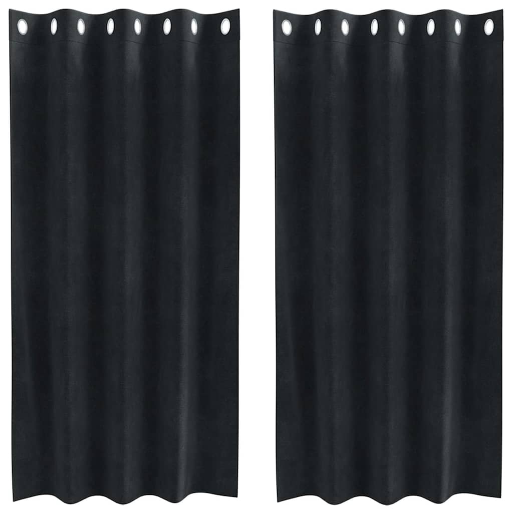 vidaXL Blackout Curtains 2 pcs Black 140 x 175 cm Velvet