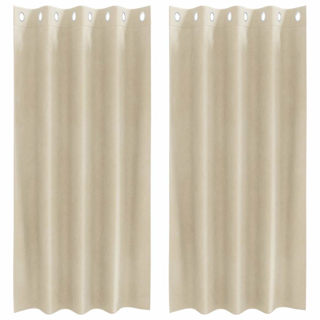 vidaXL Blackout Curtains 2 pcs Cream 140 x 175 cm Velvet