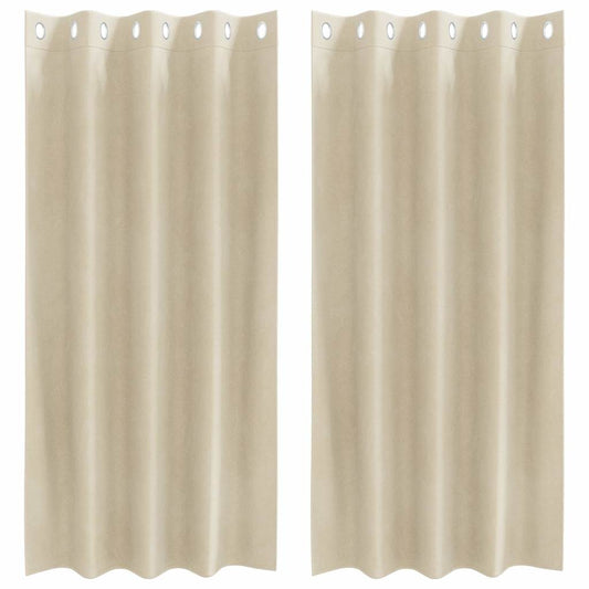 vidaXL Blackout Curtains 2 pcs Cream 140 x 175 cm Velvet