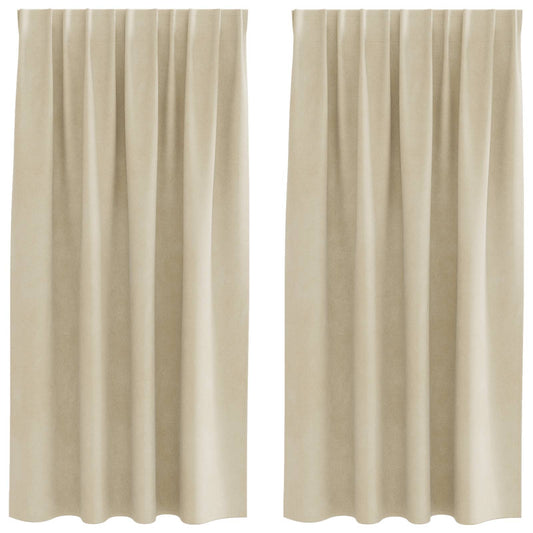 vidaXL Blackout Curtains 2 pcs Cream 140 x 175 cm Velvet