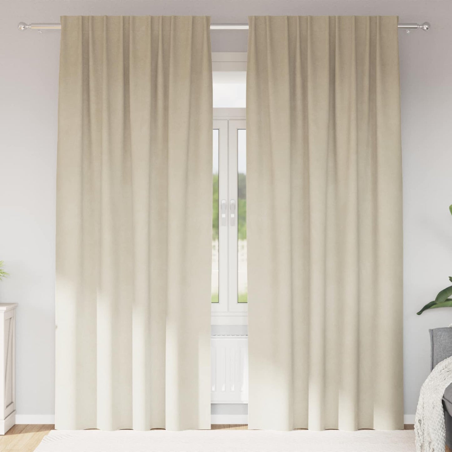 vidaXL Blackout Curtains 2 pcs Cream 140 x 260 cm Velvet