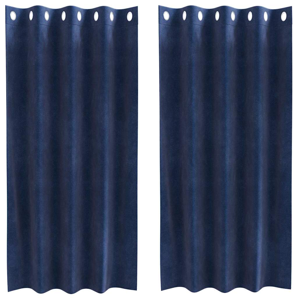 vidaXL Blackout Curtains 2 pcs Dark Blue 140 x 175 cm Velvet
