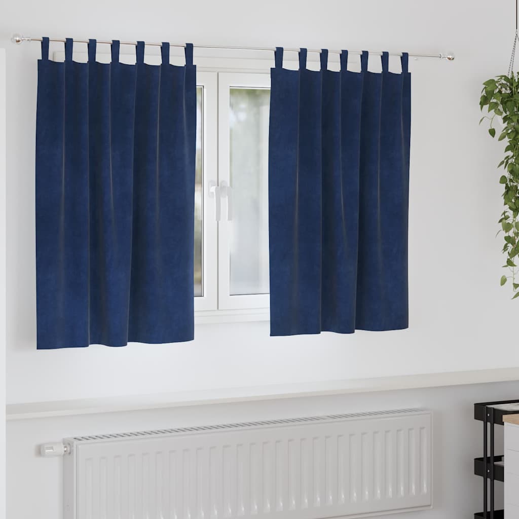 vidaXL Blackout Curtains 2 pcs Dark Blue 140 x 140 cm Velvet