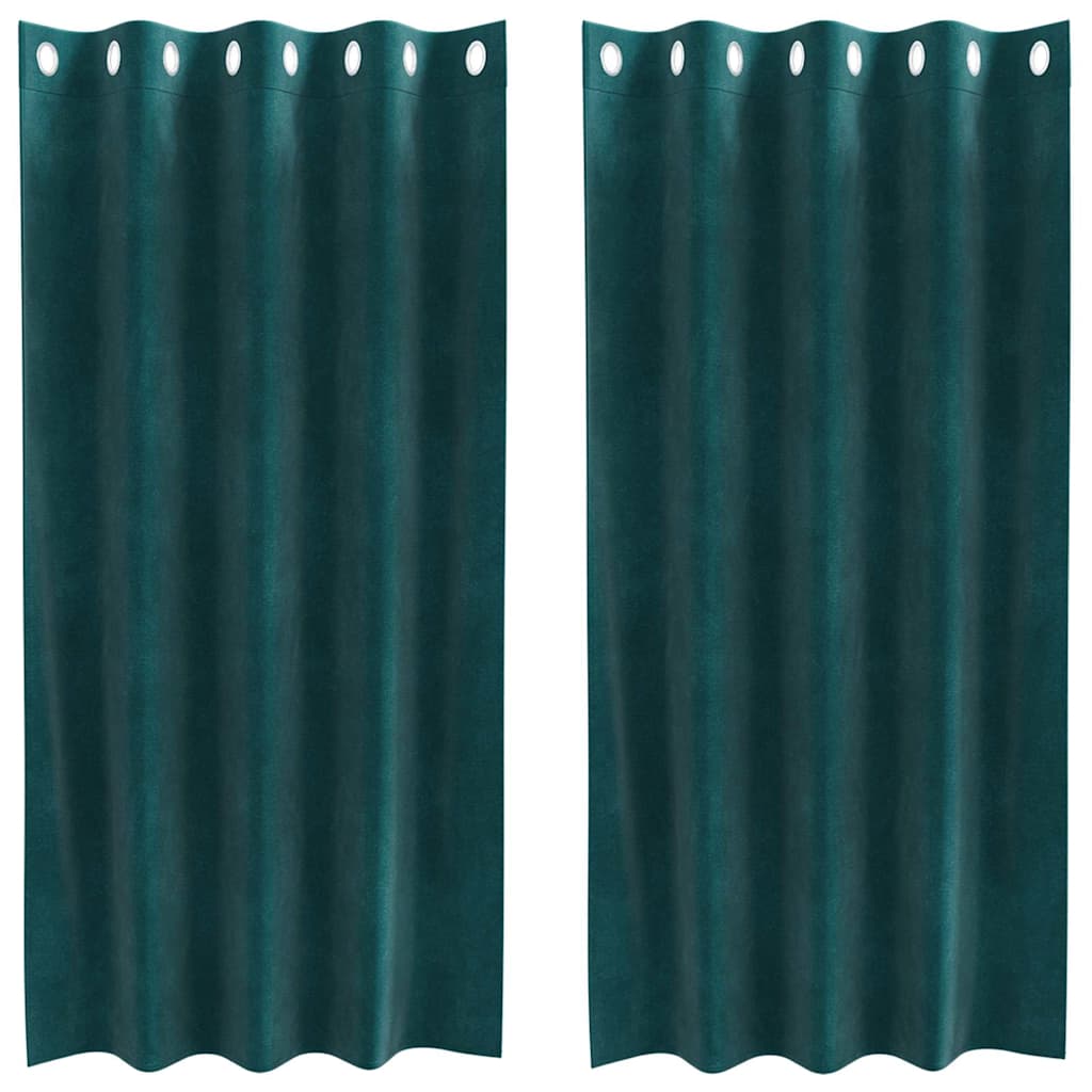 vidaXL Blackout Curtains 2 pcs Dark Green 140 x 175 cm Velvet