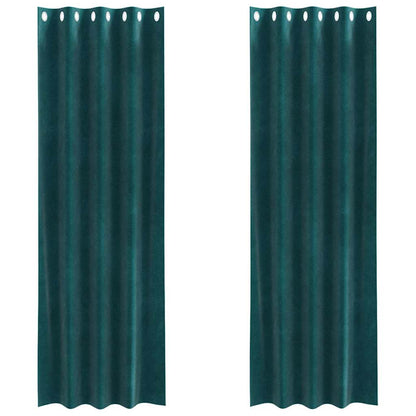 vidaXL Blackout Curtains 2 pcs Dark Green 140 x 225 cm Velvet