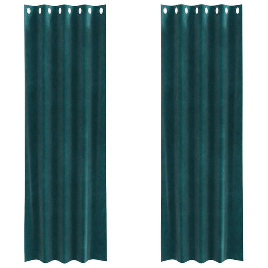 vidaXL Blackout Curtains 2 pcs Dark Green 140 x 245 cm Velvet