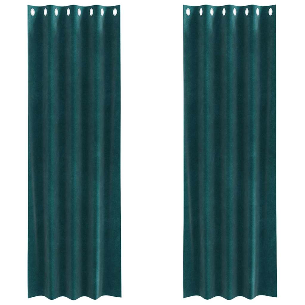 vidaXL Blackout Curtains 2 pcs Dark Green 140 x 260 cm Velvet