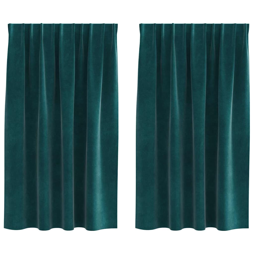 vidaXL Blackout Curtains 2 pcs Dark Green 140 x 140 cm Velvet