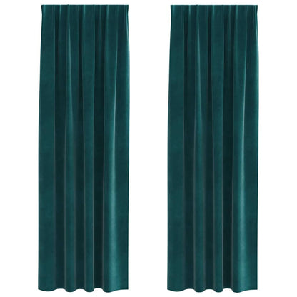 vidaXL Blackout Curtains 2 pcs Dark Green 140 x 225 cm Velvet