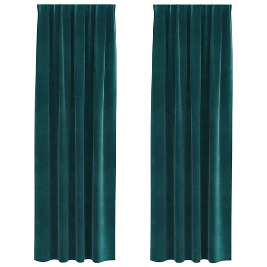 vidaXL Blackout Curtains 2 pcs Dark Green 140 x 245 cm Velvet