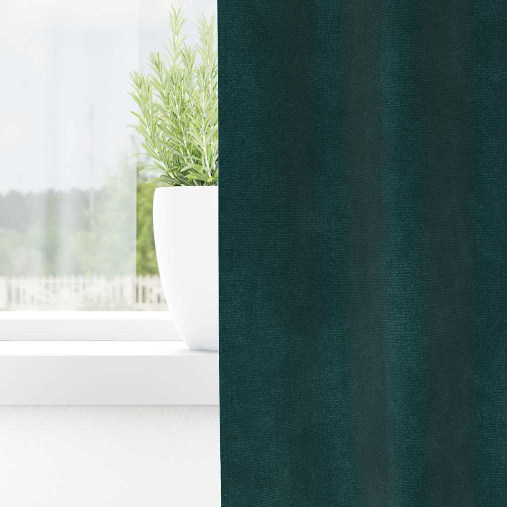 vidaXL Blackout Curtains 2 pcs Dark Green 140 x 225 cm Velvet