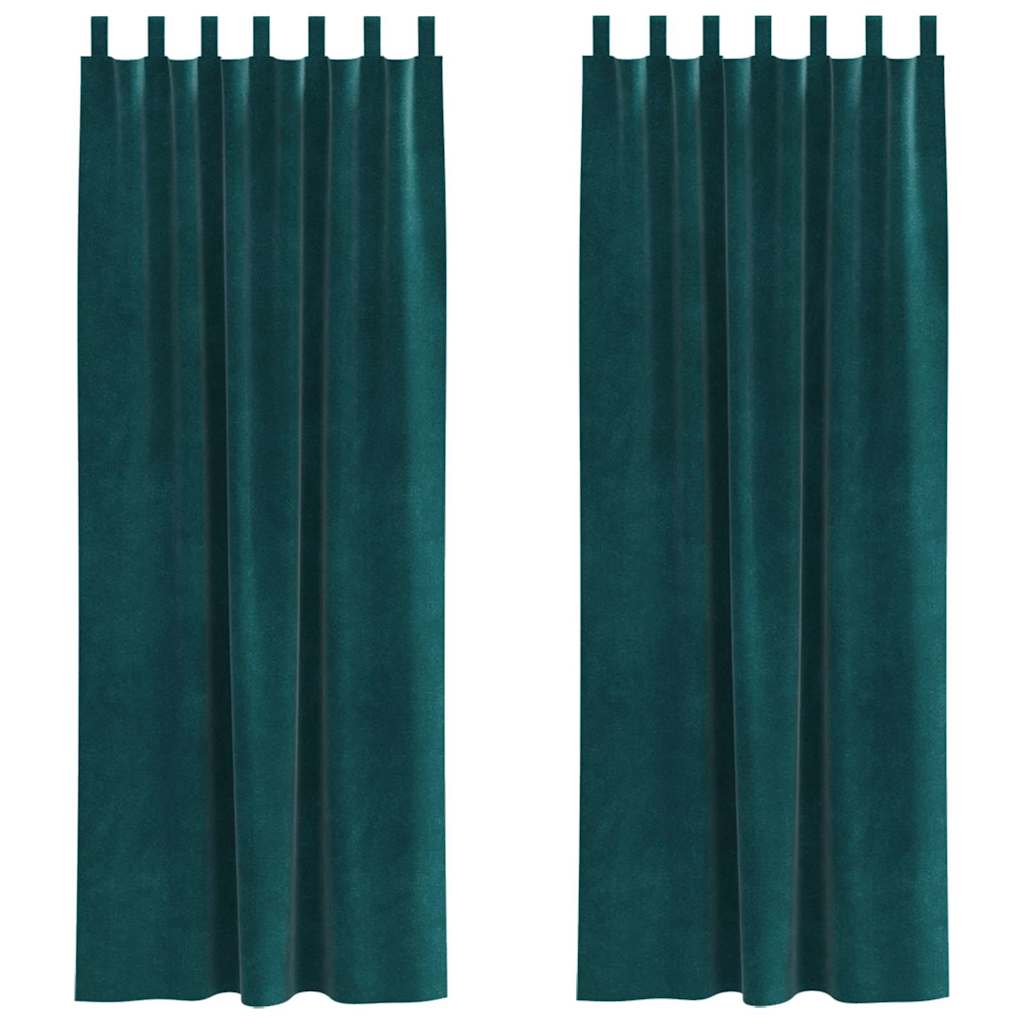 vidaXL Blackout Curtains 2 pcs Dark Green 140 x 225 cm Velvet