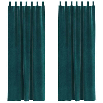 vidaXL Blackout Curtains 2 pcs Dark Green 140 x 260 cm Velvet