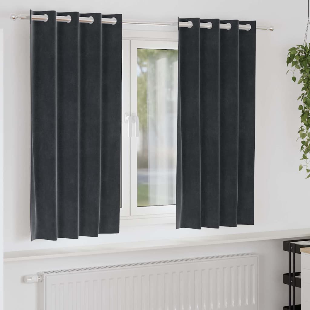 vidaXL Blackout Curtains 2 pcs Dark Grey 140 x 175 cm Velvet