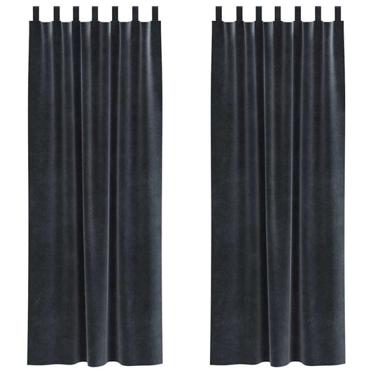 vidaXL Blackout Curtains 2 pcs Dark Grey 140 x 245 cm Velvet