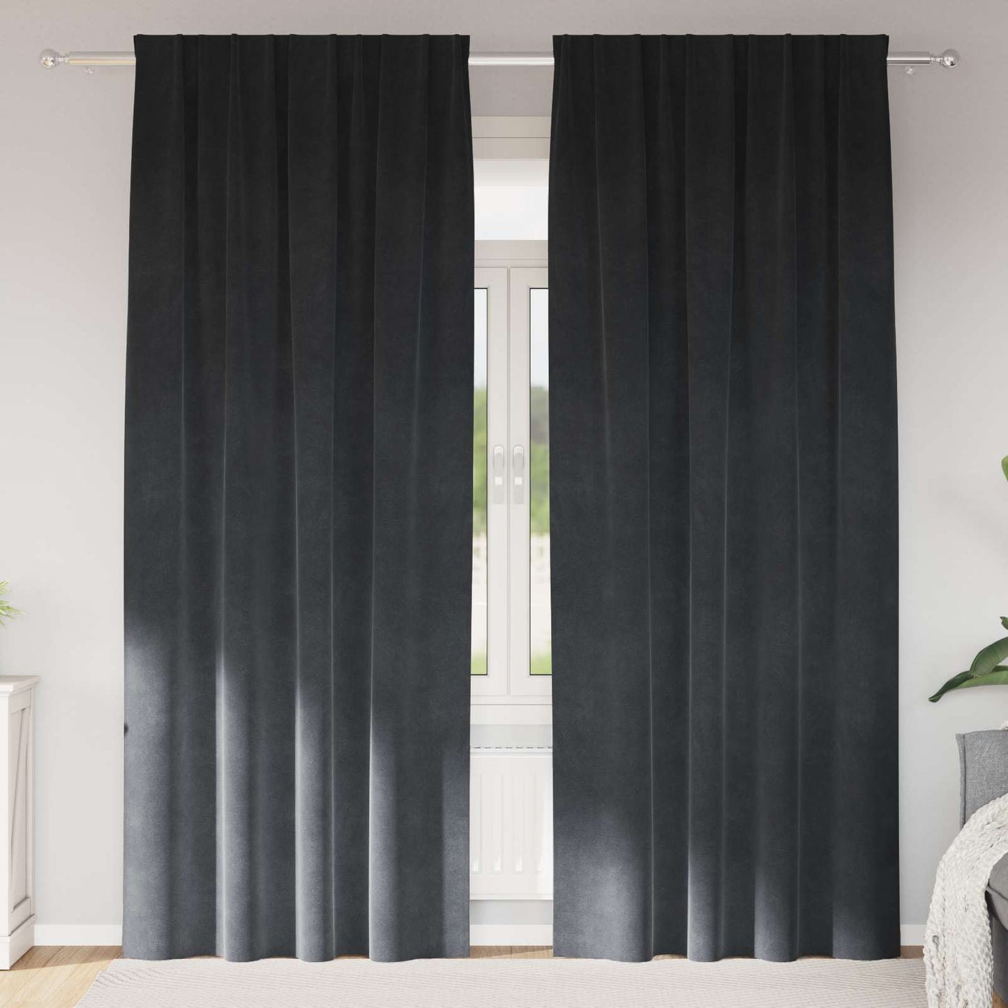 vidaXL Blackout Curtains 2 pcs Light Grey 140 x 245 cm Velvet