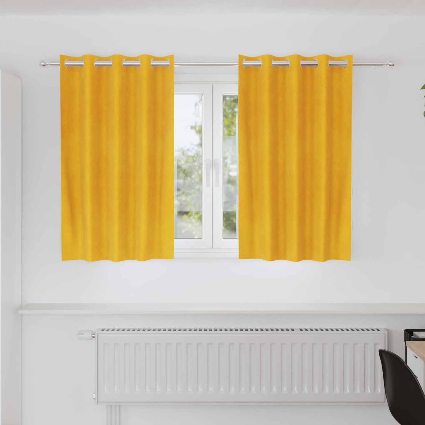 vidaXL Blackout Curtains 2 pcs Mustard Yellow 140 x 140 cm Velvet
