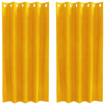 vidaXL Blackout Curtains 2 pcs Mustard Yellow 140 x 175 cm Velvet