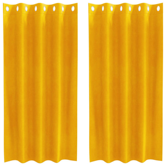 vidaXL Blackout Curtains 2 pcs Mustard Yellow 140 x 175 cm Velvet