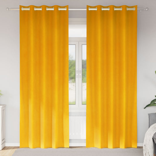 vidaXL Blackout Curtains 2 pcs Mustard Yellow 140 x 225 cm Velvet
