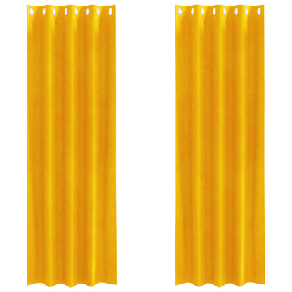 vidaXL Blackout Curtains 2 pcs Mustard Yellow 140 x 260 cm Velvet