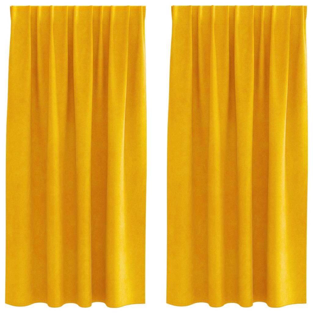 vidaXL Blackout Curtains 2 pcs Mustard Yellow 140 x 175 cm Velvet