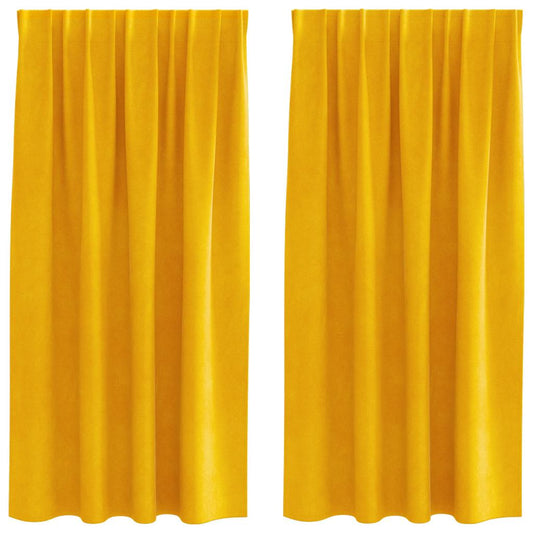 vidaXL Blackout Curtains 2 pcs Mustard Yellow 140 x 175 cm Velvet