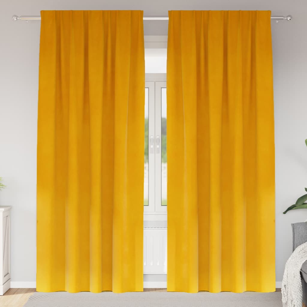 vidaXL Blackout Curtains 2 pcs Mustard Yellow 140 x 225 cm Velvet