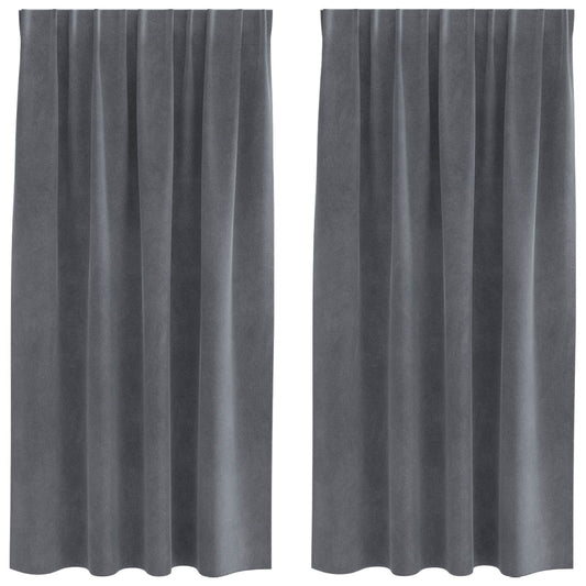 vidaXL Blackout Curtains 2 pcs Light Grey 140 x 175 cm Velvet