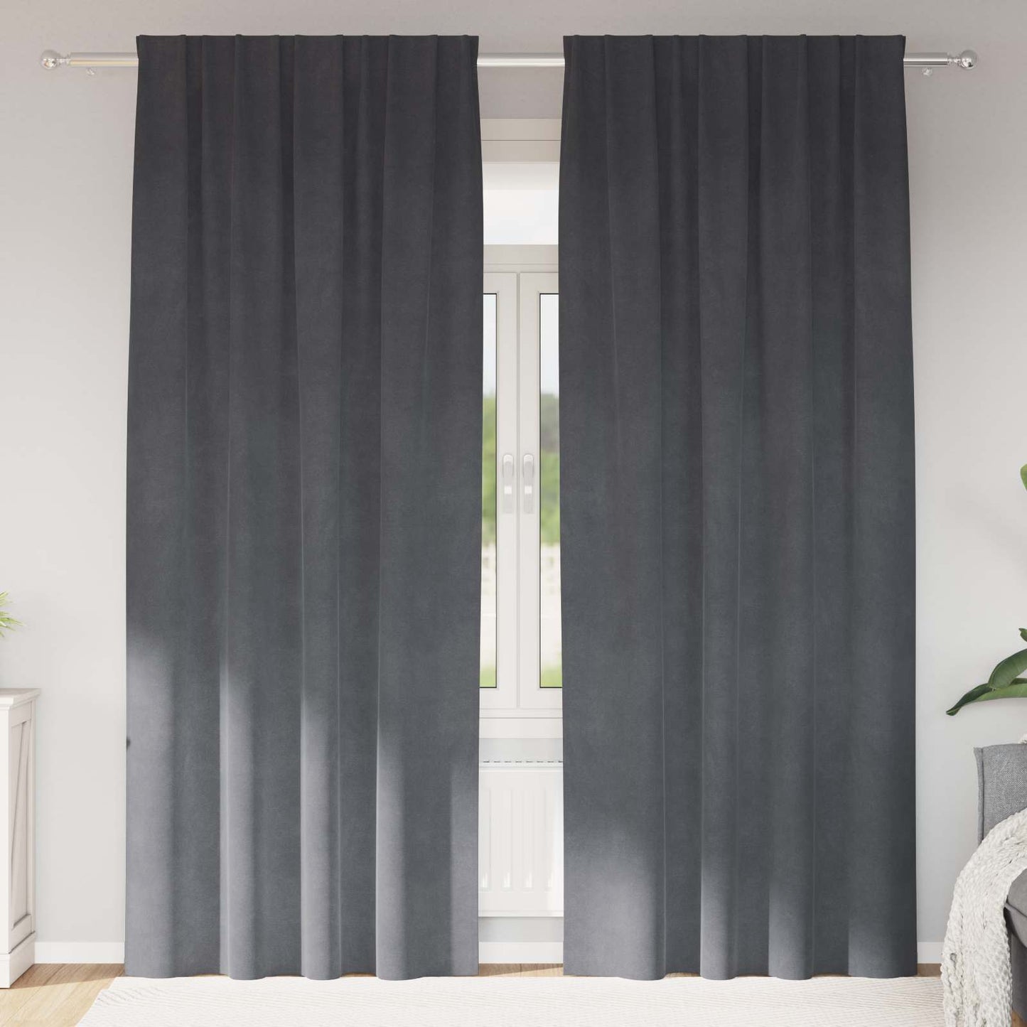vidaXL Blackout Curtains 2 pcs Light Grey 140 x 245 cm Velvet