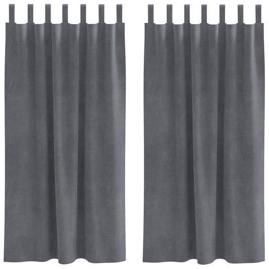 vidaXL Blackout Curtains 2 pcs Light Grey 140 x 175 cm Velvet