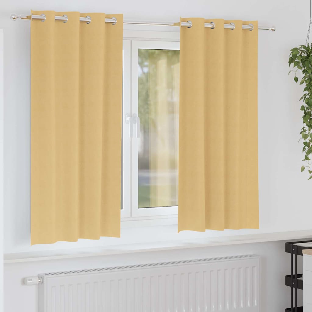 vidaXL Blackout Curtains with Rings 2 pcs Beige 175 x 140 cm Polyester