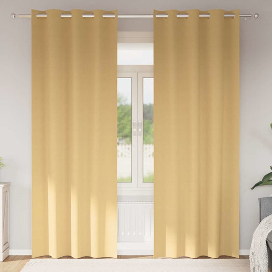 vidaXL Blackout Curtains with Rings 2 pcs Beige 260 x 140 cm Polyester