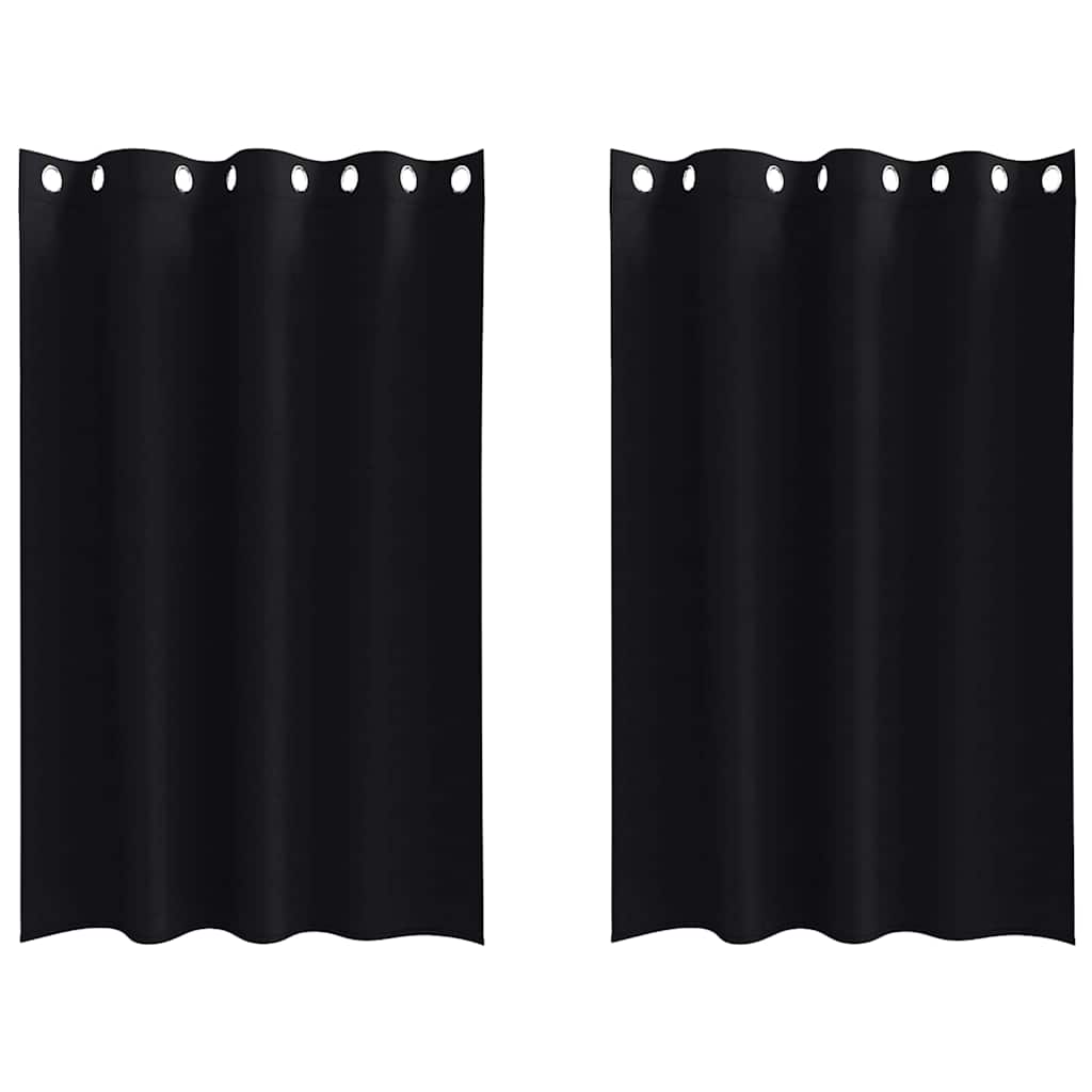 vidaXL Blackout Curtains with Rings 2 pcs Black 175 x 140 cm Polyester