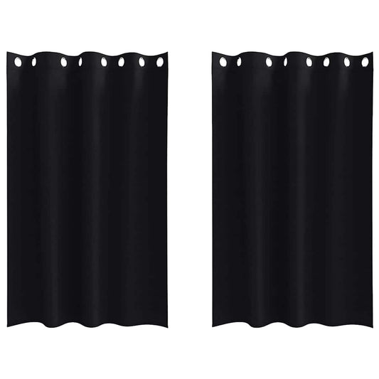 vidaXL Blackout Curtains with Rings 2 pcs Black 175 x 140 cm Polyester