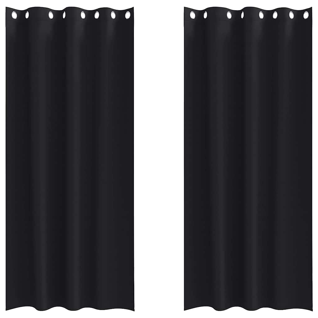 vidaXL Blackout Curtains with Rings 2 pcs Black 225 x 140 cm Polyester
