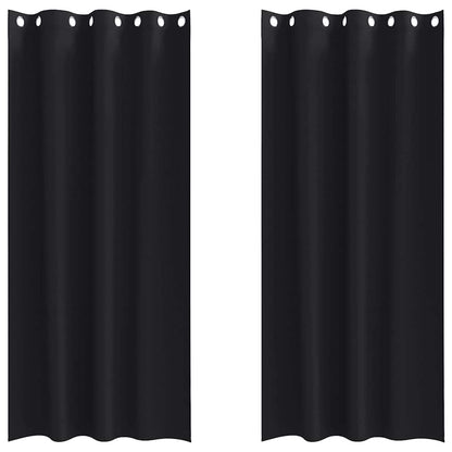 vidaXL Blackout Curtains with Rings 2 pcs Black 225 x 140 cm Polyester