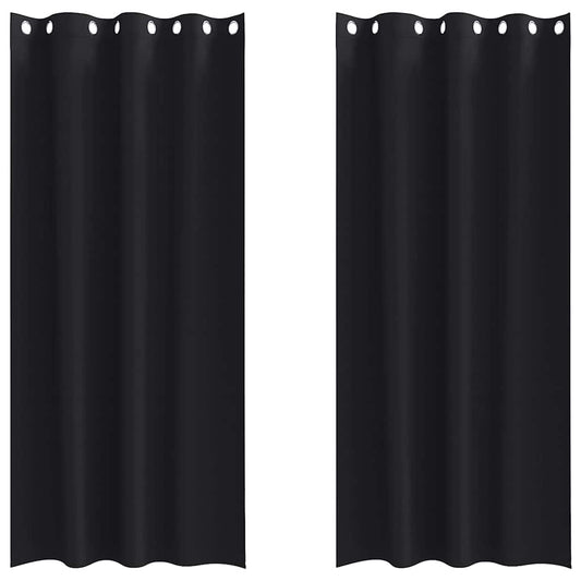 vidaXL Blackout Curtains with Rings 2 pcs Black 245 x 140 cm Polyester