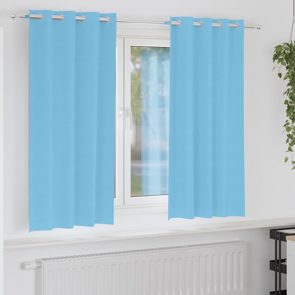 vidaXL Blackout Curtains with Rings 2 pcs Light Blue 175 x 140 cm