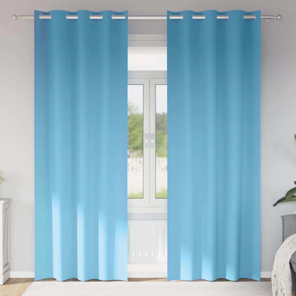 vidaXL Blackout Curtains with Rings 2 pcs Light Blue 225 x 140 cm