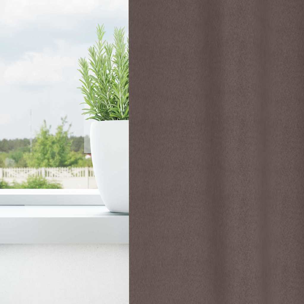 vidaXL Blackout Curtains with Rings 2 pcs Dark Brown 225 x 140 cm