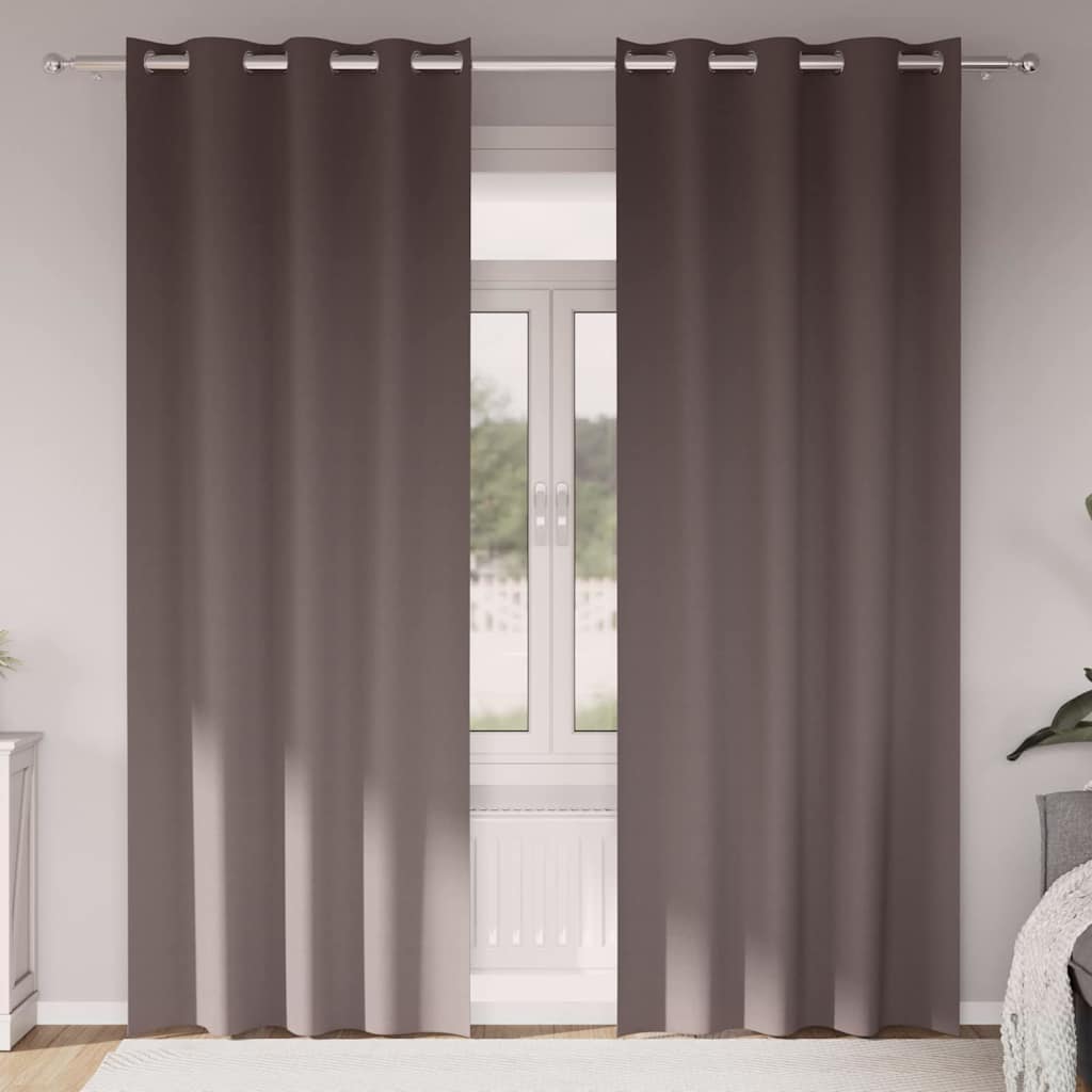 vidaXL Blackout Curtains with Rings 2 pcs Dark Brown 260 x 140 cm