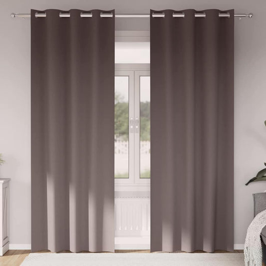 vidaXL Blackout Curtains with Rings 2 pcs Dark Brown 260 x 140 cm