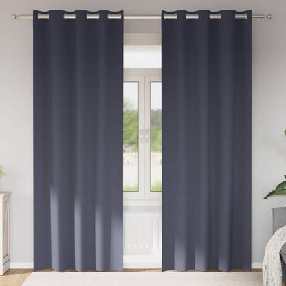 vidaXL Blackout Curtains with Rings 2 pcs Anthracite 225 x 140 cm