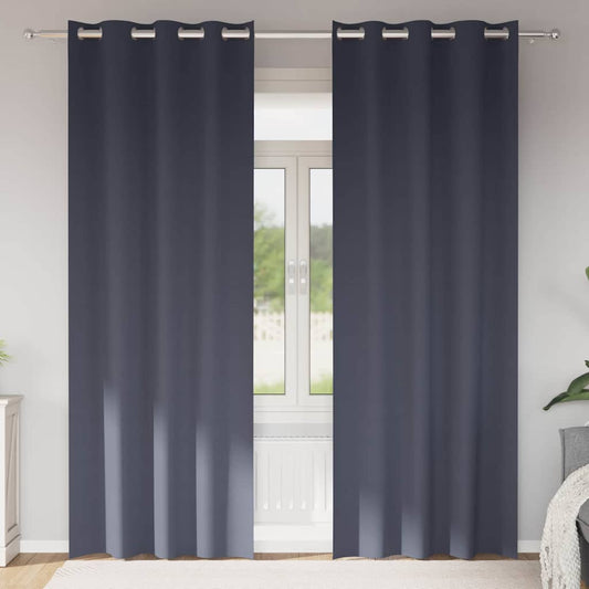 vidaXL Blackout Curtains with Rings 2 pcs Anthracite 225 x 140 cm