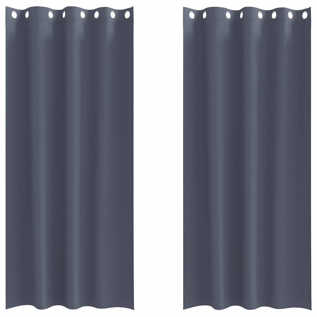 vidaXL Blackout Curtains with Rings 2 pcs Anthracite 225 x 140 cm